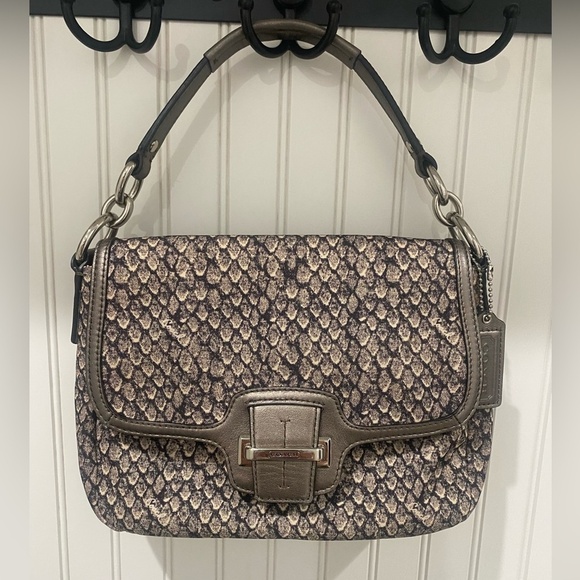 Coach Snake Skin 2013 Taylor Purse Tan Gray - Picture 1 of 16